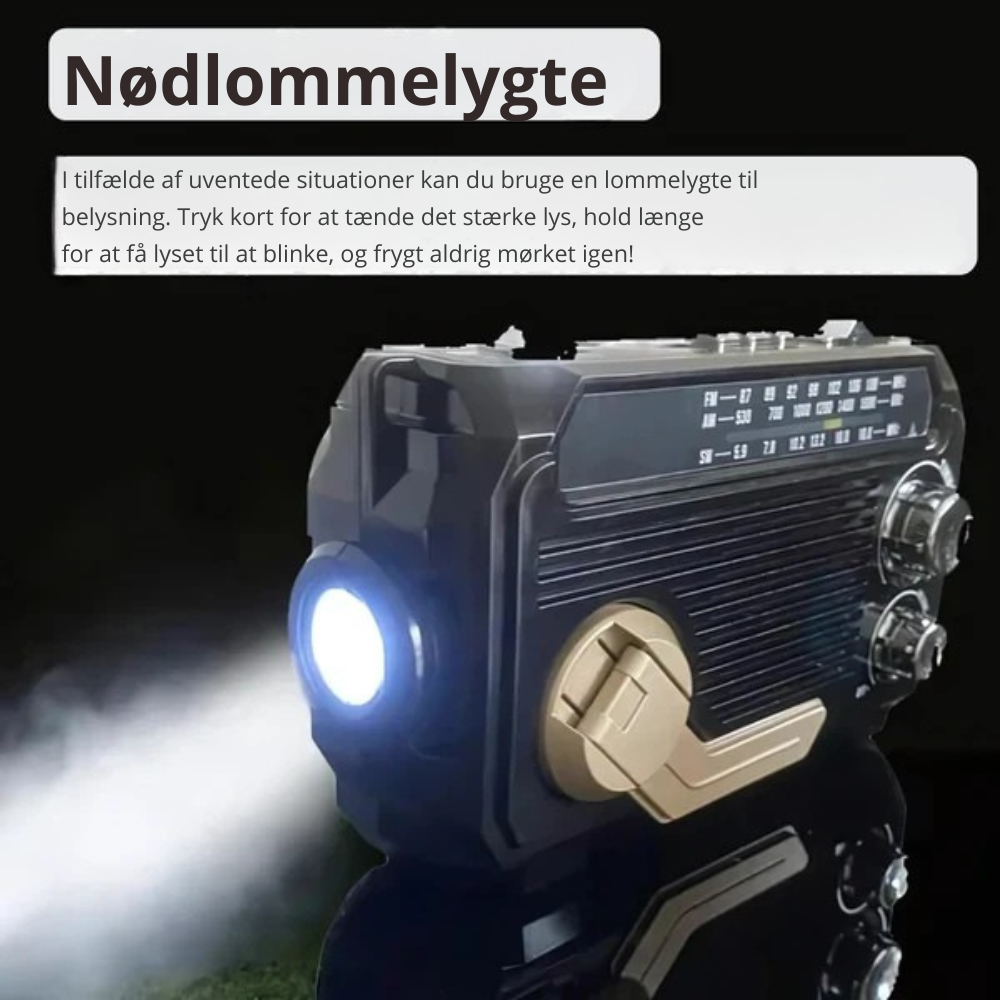 SafeWave™ | Nødradio med powerbank og lommelygte