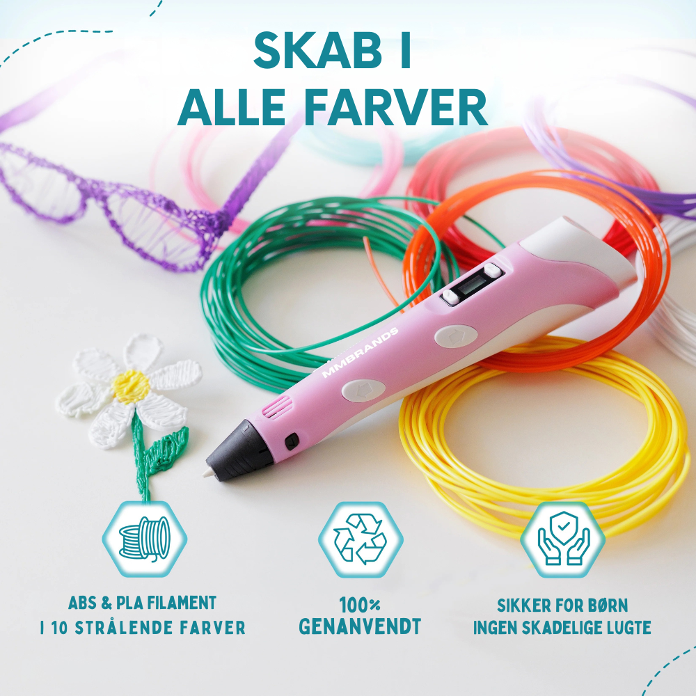 3DMagic™ Pen | Startpakke + 10 farver filament