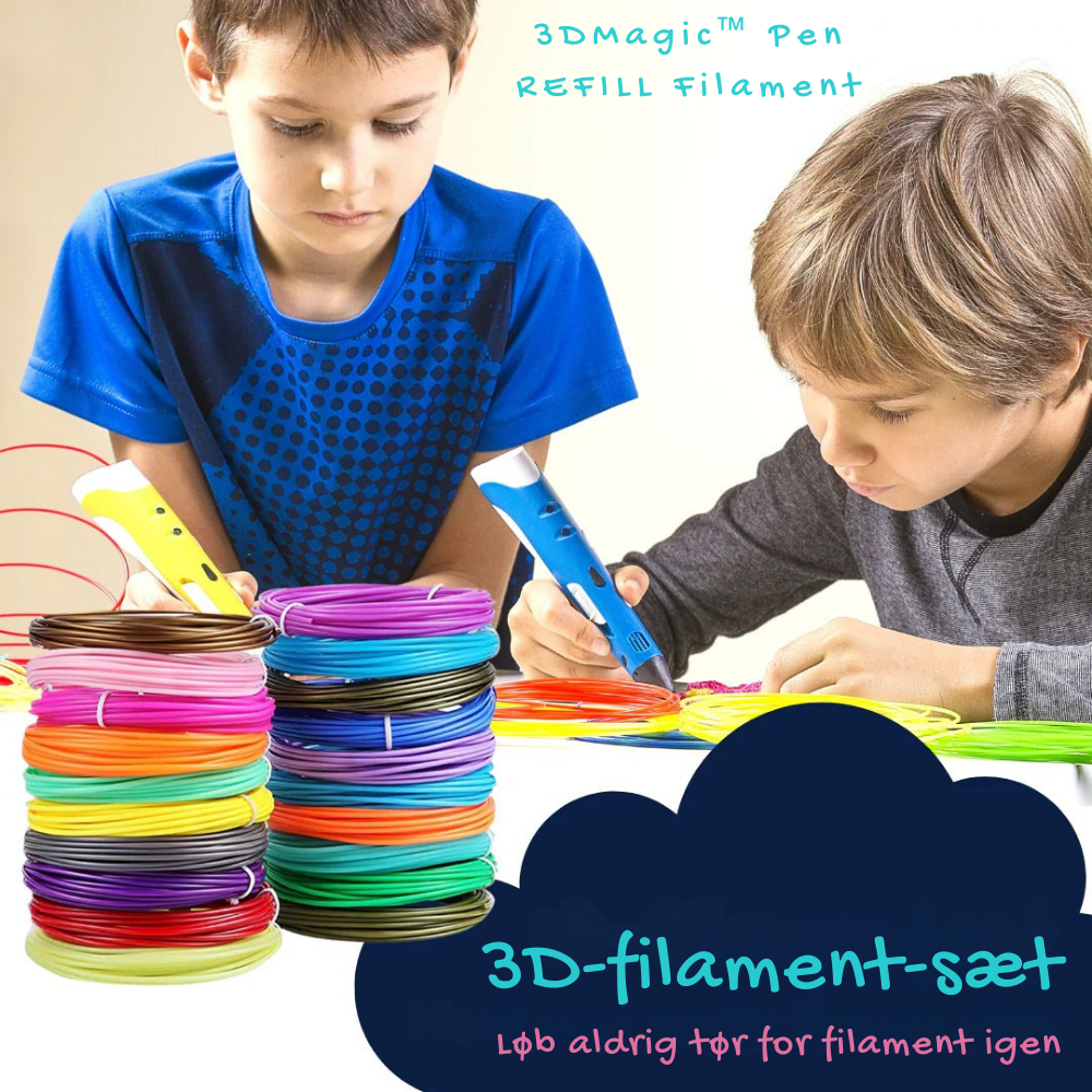3DMagic™ Pen | REFILL Filament 100M - 10 farver
