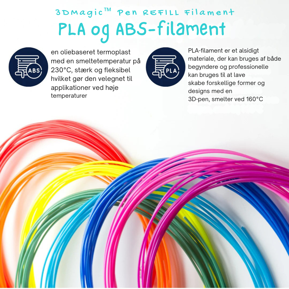3DMagic™ Pen | REFILL Filament 100M - 10 farver