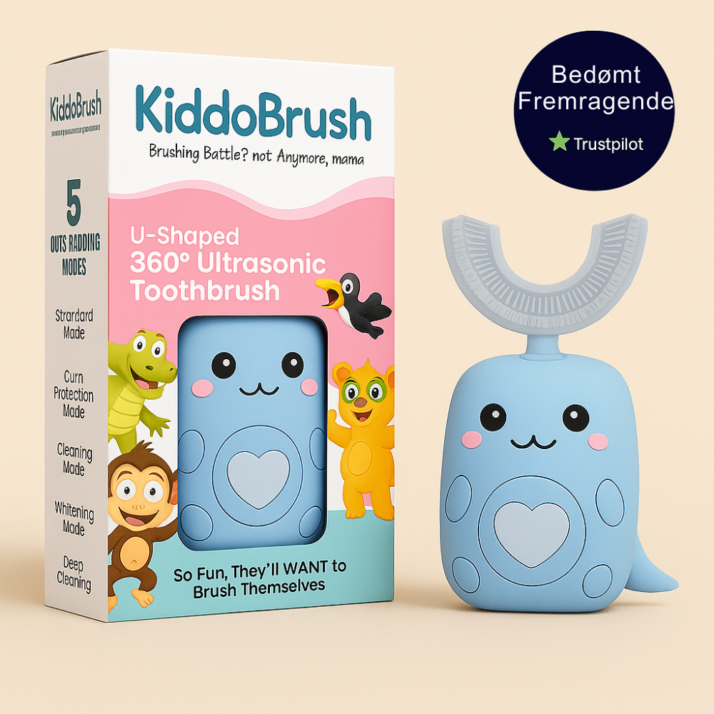 KiddoBrush™ | U-formet 360° ultrasonisk tandbørste til børn – gør tandbørstning sjovt, nemt og effektivt