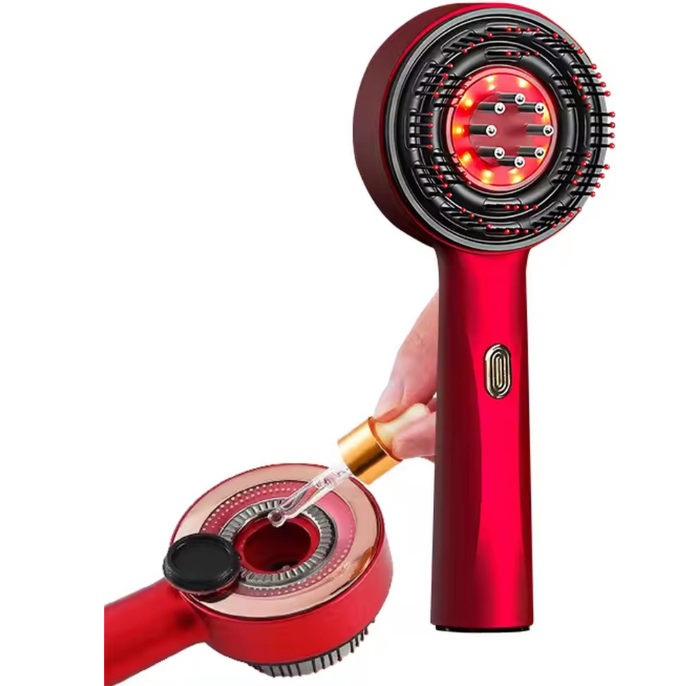 GlowBrush™ | 3-i-1 hovedbundsmassør, kam og pleje med rødt lys