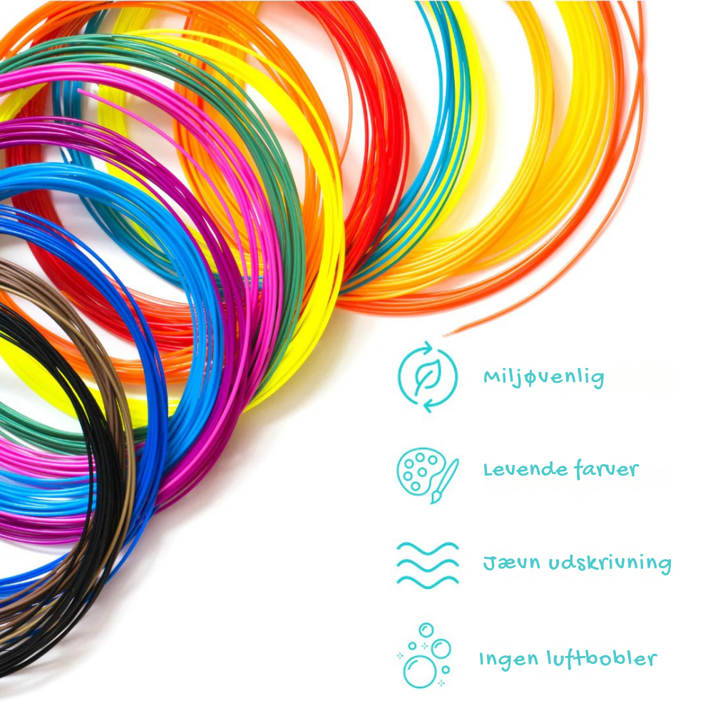3DMagic™ Pen | REFILL Filament 100M - 10 farver