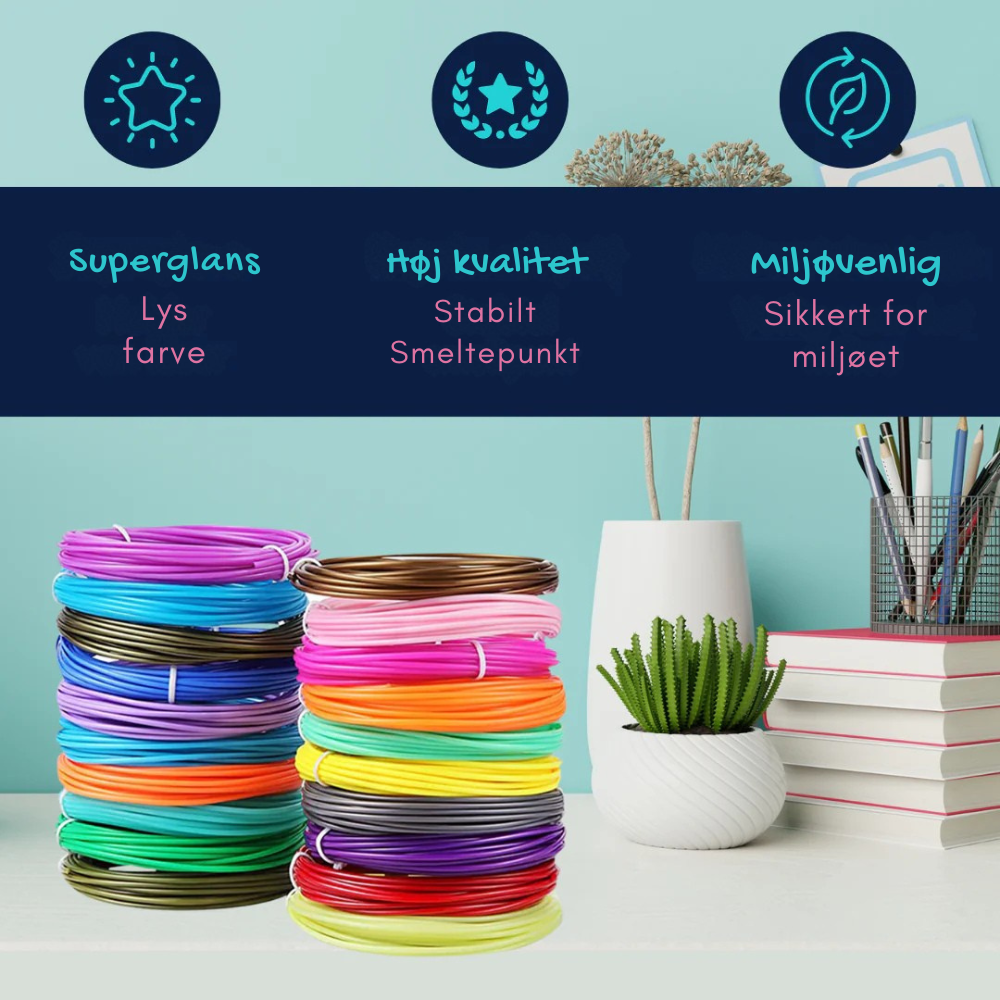 3DMagic™ Pen | REFILL Filament 100M - 10 farver