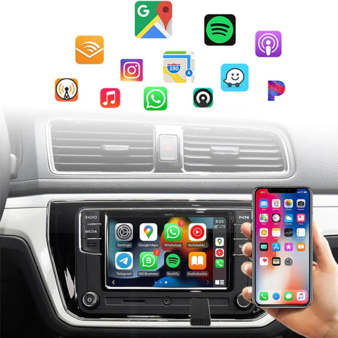 EasyCarPlay™ | Trådløs Apple CarPlay & Android Auto | USB-A & USB-C