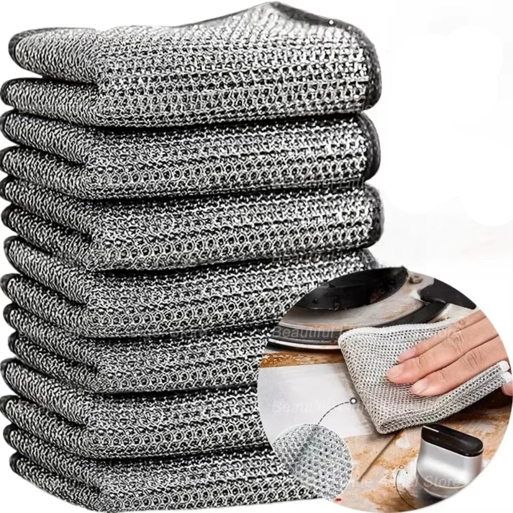 ScrubMaster™ (10-pack) | Multifunktionel Ståltrådsklud, Genanvendelig og Effektiv