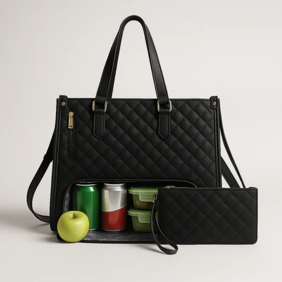 LuxeCarry™ | Alt-i-en Tas til Arbejde, Frokost og Laptop
