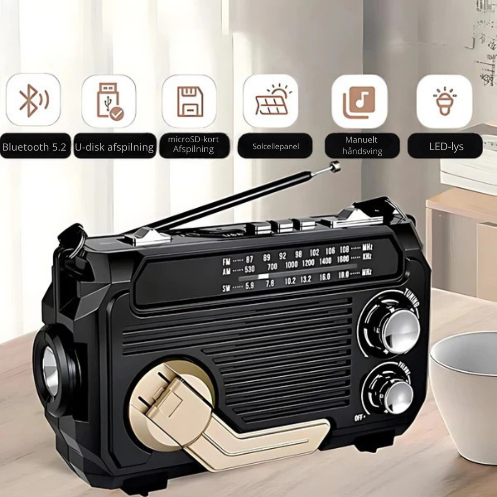 SafeWave™ | Nødradio med powerbank og lommelygte
