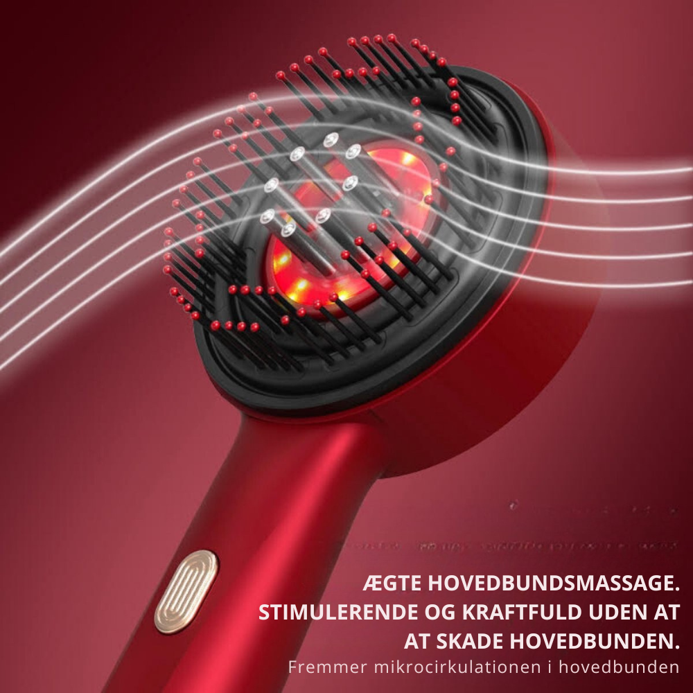 GlowBrush™ | 3-i-1 hovedbundsmassør, kam og pleje med rødt lys