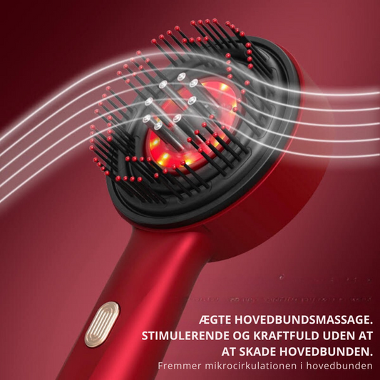 GlowBrush™ | 3-i-1 hovedbundsmassør, kam og pleje med rødt lys