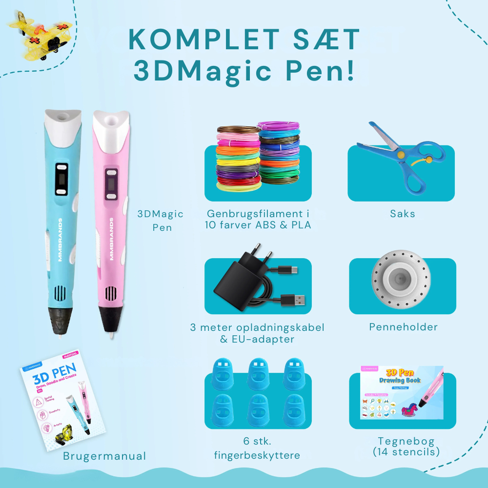 3DMagic™ Pen | Startpakke + 10 farver filament