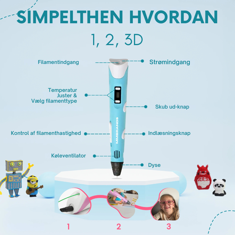 3DMagic™ Pen | Startpakke + 10 farver filament