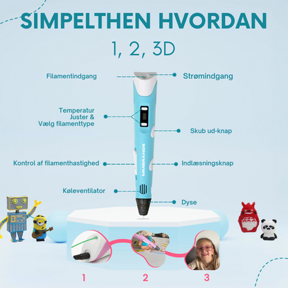 3DMagic™ Pen | Startpakke + 10 farver filament