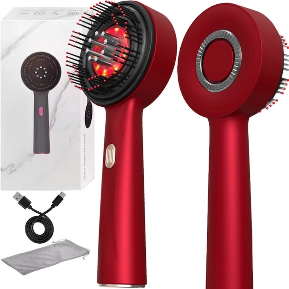 GlowBrush™ | 3-i-1 hovedbundsmassør, kam og pleje med rødt lys