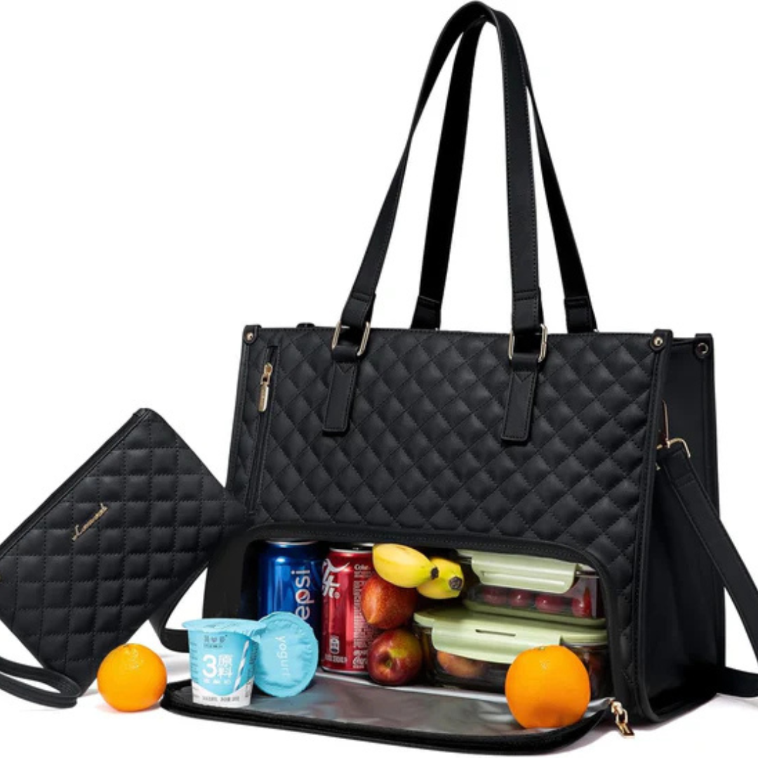 LuxeCarry™ | Alt-i-en Tas til Arbejde, Frokost og Laptop